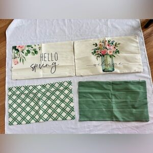 Farmhouse/Boho Spring Pillow Cover Set of 4 in Pink/Green NWT